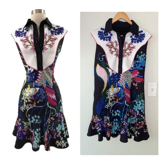 Burryco Floral Folklore Blouse Dress V Neck - Picture 2 of 16